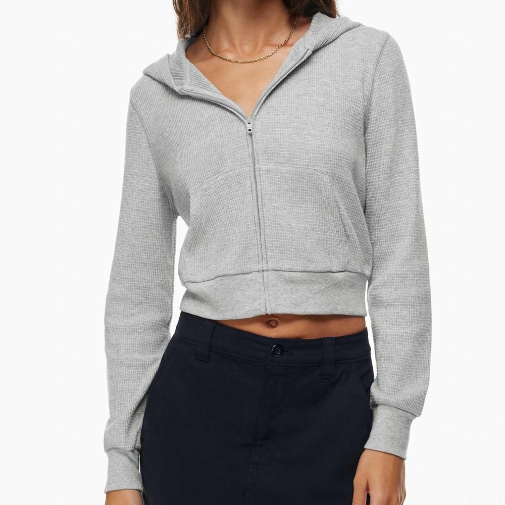 Tna Grey Waffle Zip Hoodie